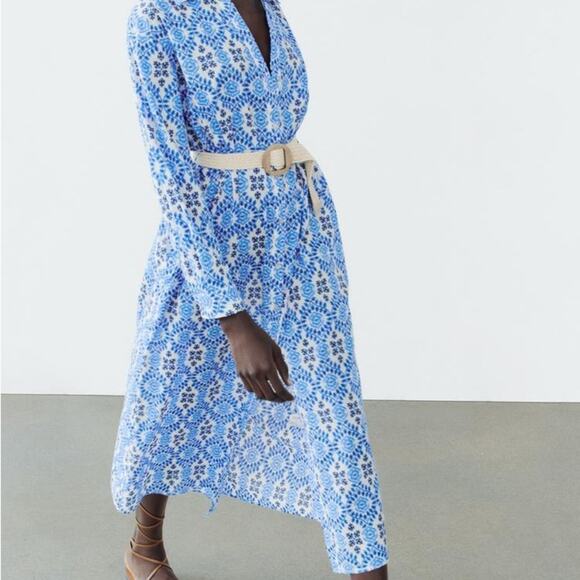 ZARA BELTED PRINTED DRESS - Picture 6 of 11